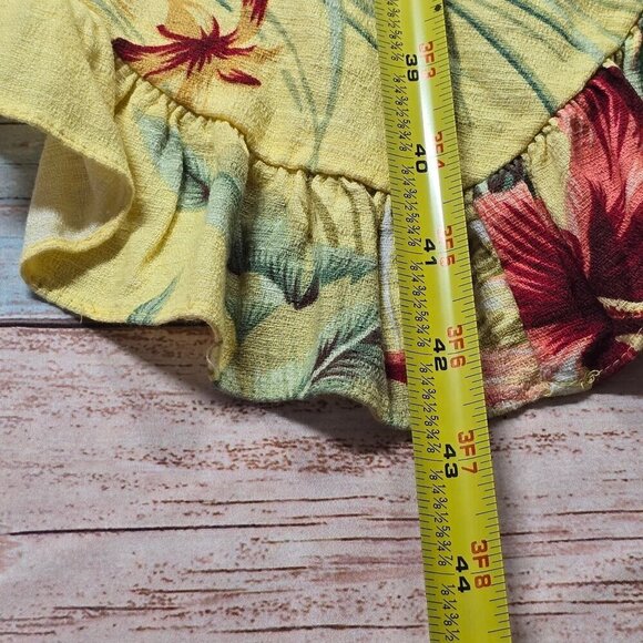 Hilo Hattie Yellow Floral Flanged Sleeveless Dress, Women's Medium - Picture 9 of 10